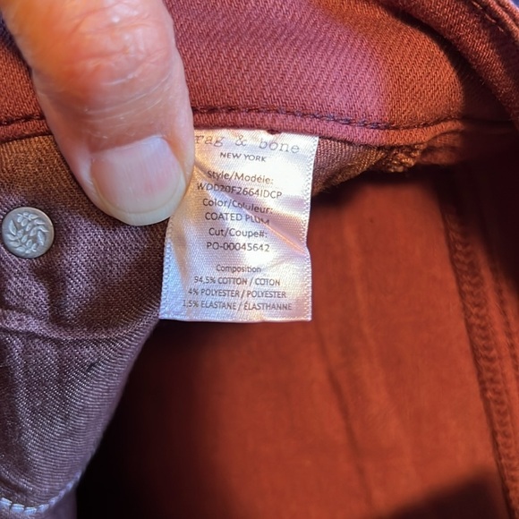 Rag & Bone Nina High Rise Skinny in Coated Plum Size 24 NWT - Picture 14 of 16